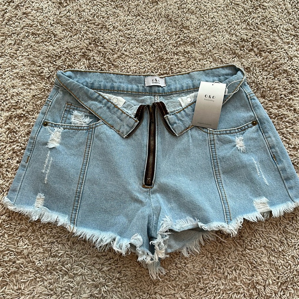 Folded over denim shorts
